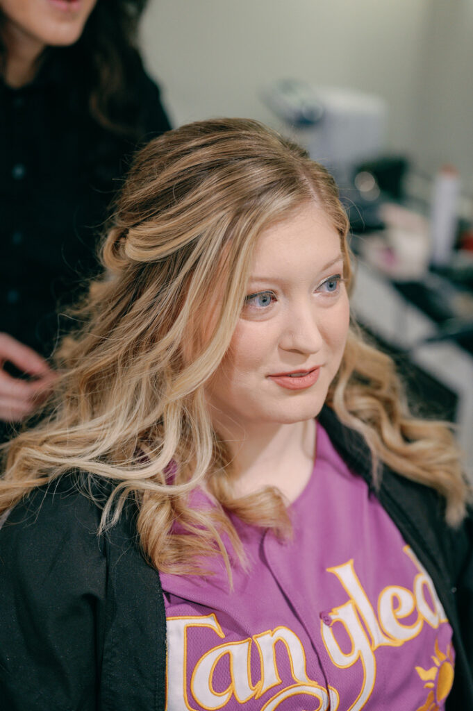 bride getting ready on wedding day