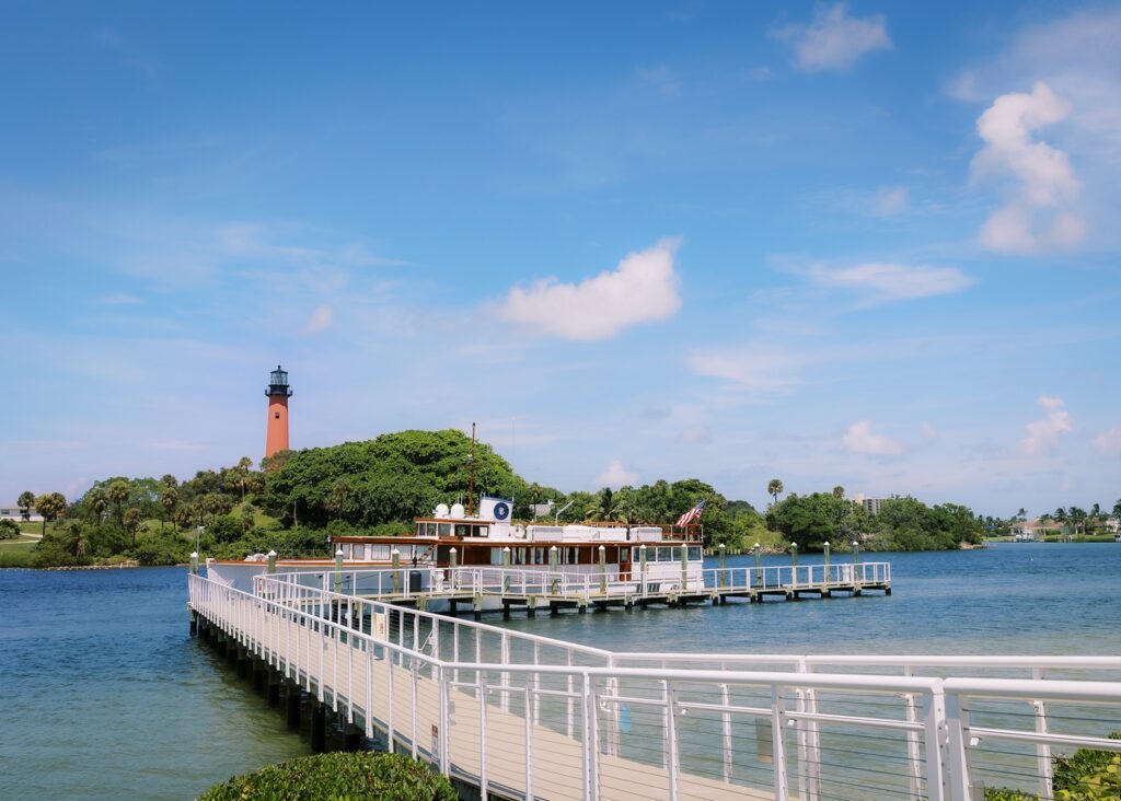 Wide shot of the Inlet Lighthouse at Pelican Club