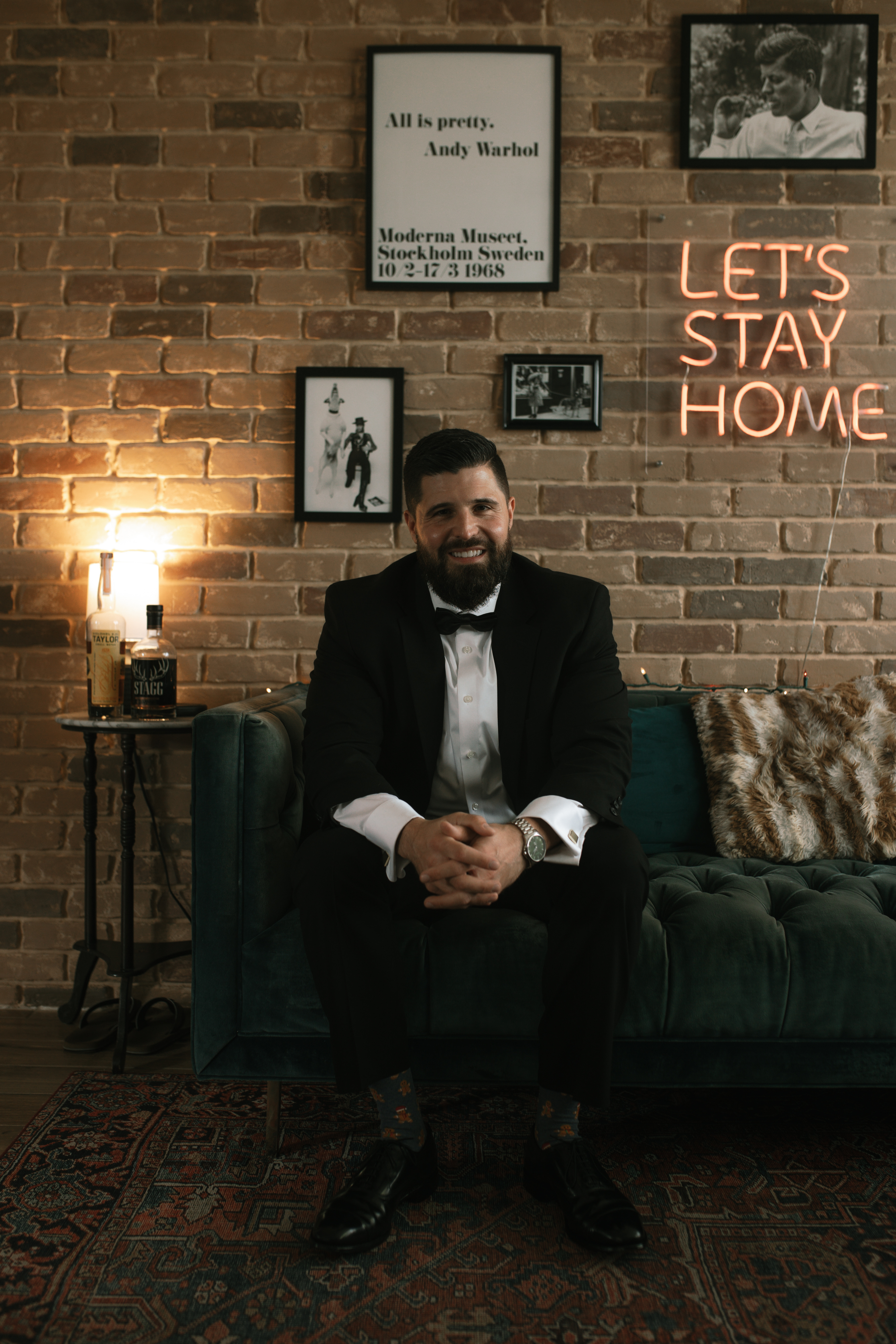 Groom prep suite wedding portraits after getting ready