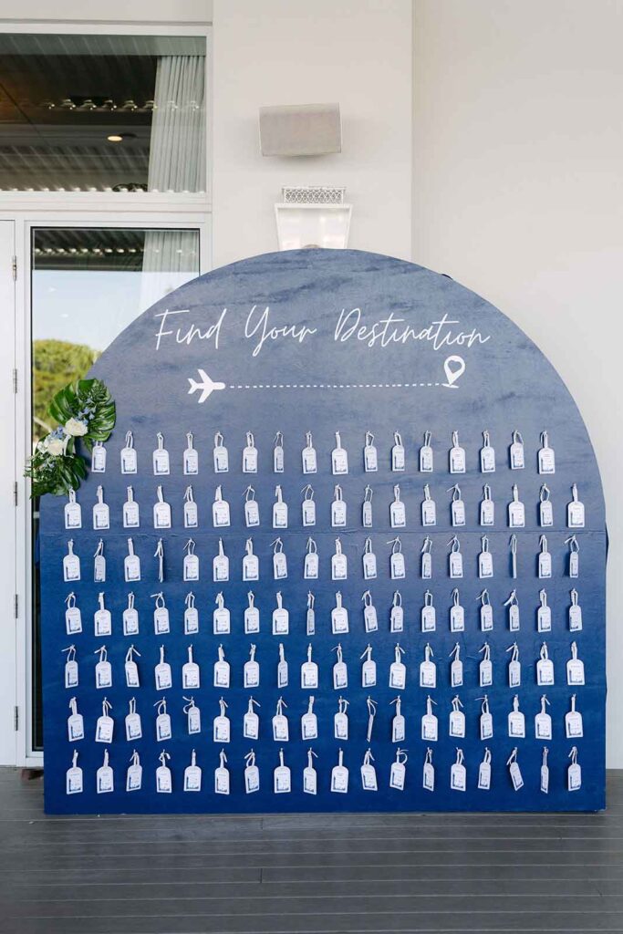 wedding reception seating chart at the Pelican Club in Jupiter, FL