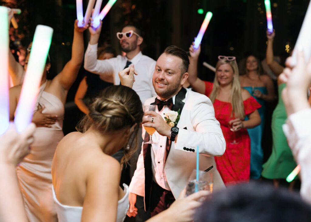 Wedding guest favors on the dance floor