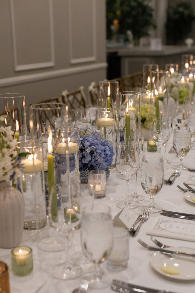 Decor for wedding reception tables