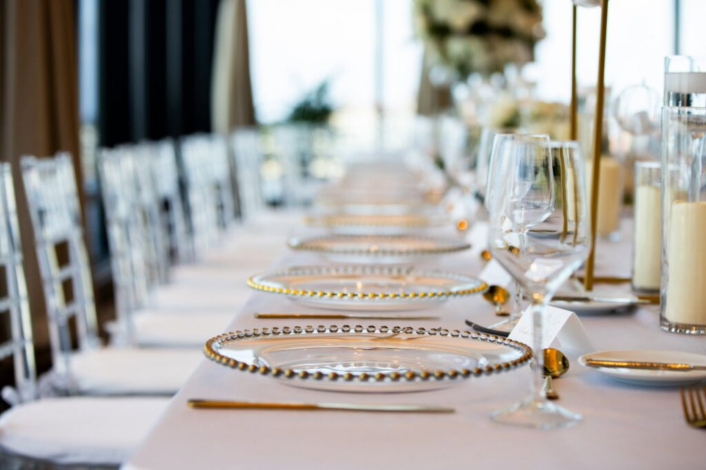South Carolina wedding reception head table decor and floral details